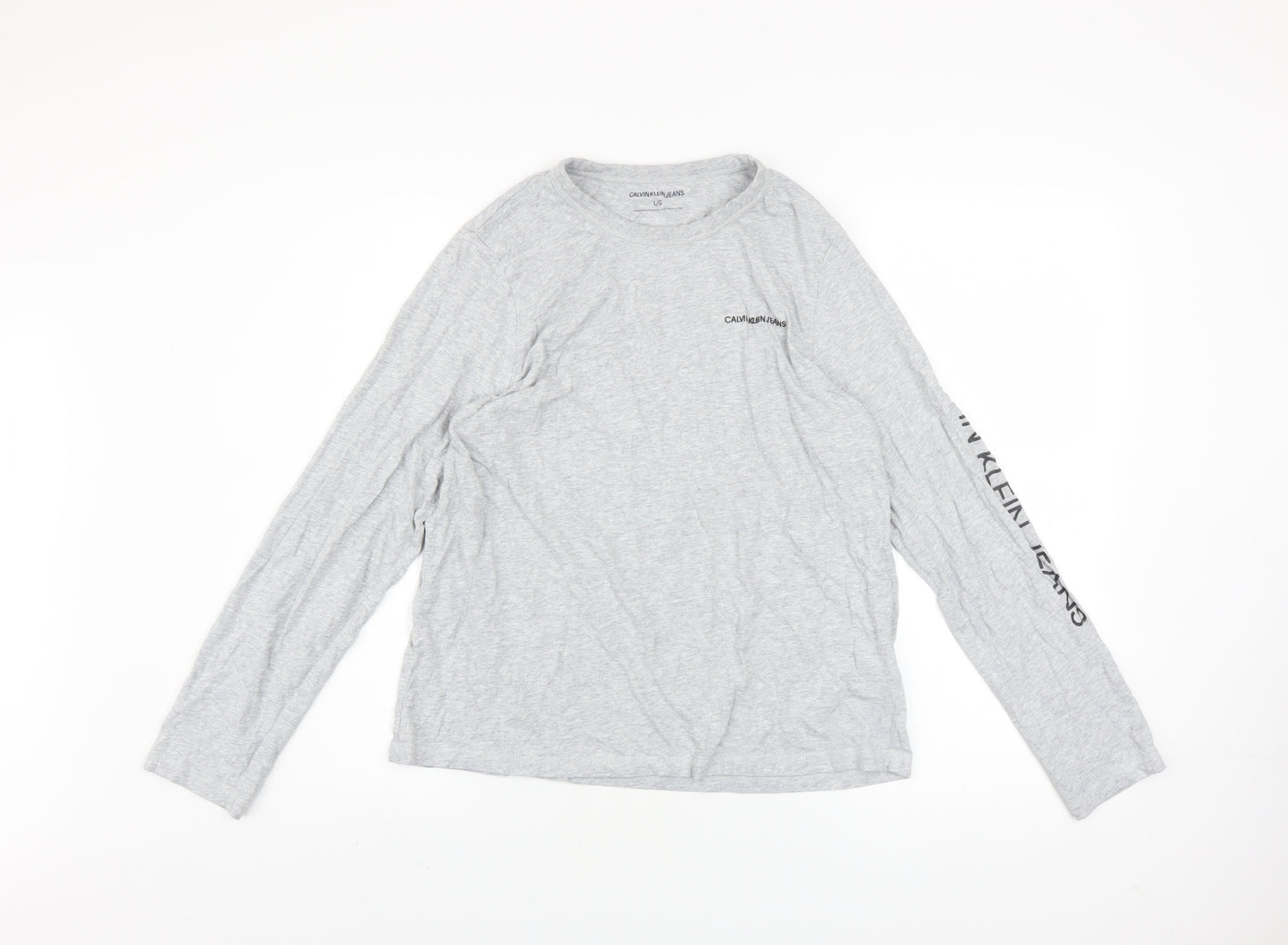 Calvin Klein Jeans Mens Grey Long Sleeve Cotton Top L