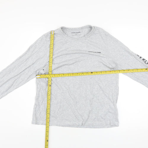 Calvin Klein Jeans Mens Grey Long Sleeve Cotton Top L