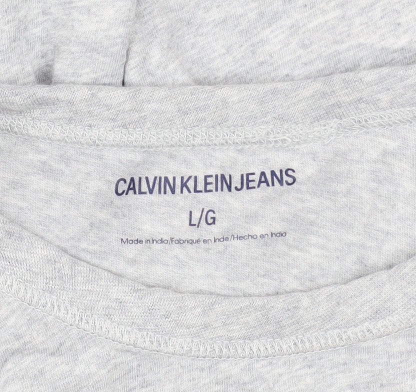 Calvin Klein Jeans Mens Grey Long Sleeve Cotton Top L