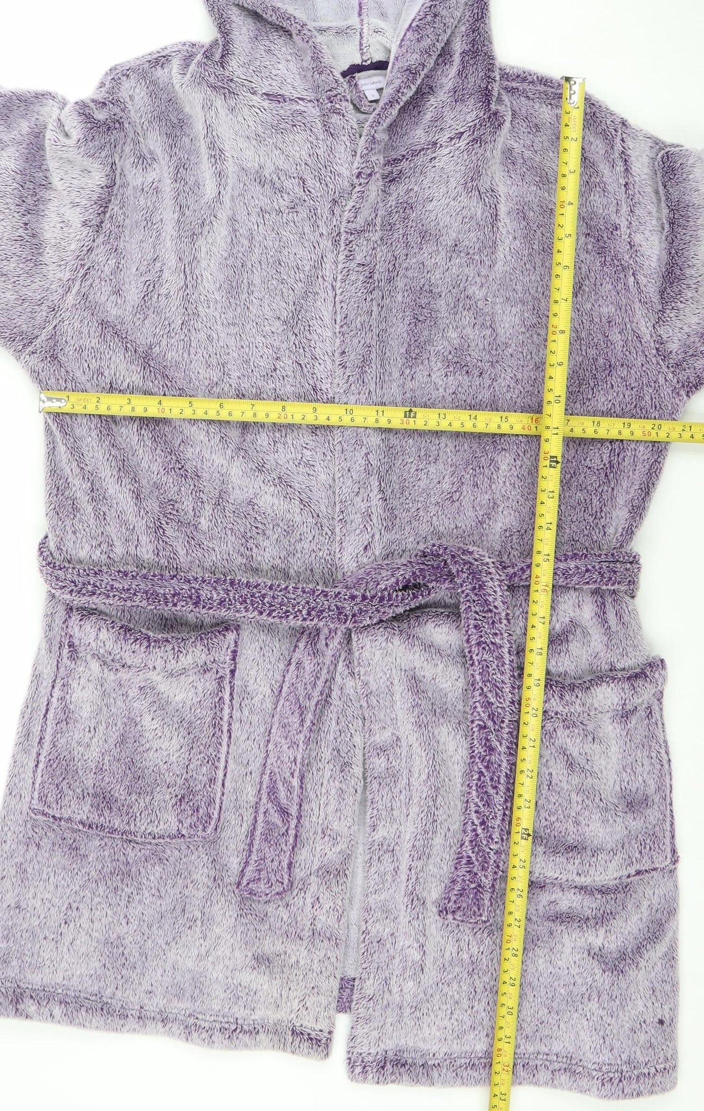 John Lewis Women's Purple Fleece Hooded Robe S