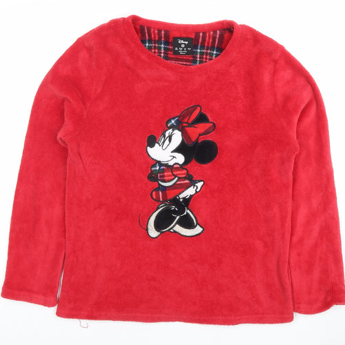 Disney Womens Red Fleece Minnie Mouse Pyjama Top XS
