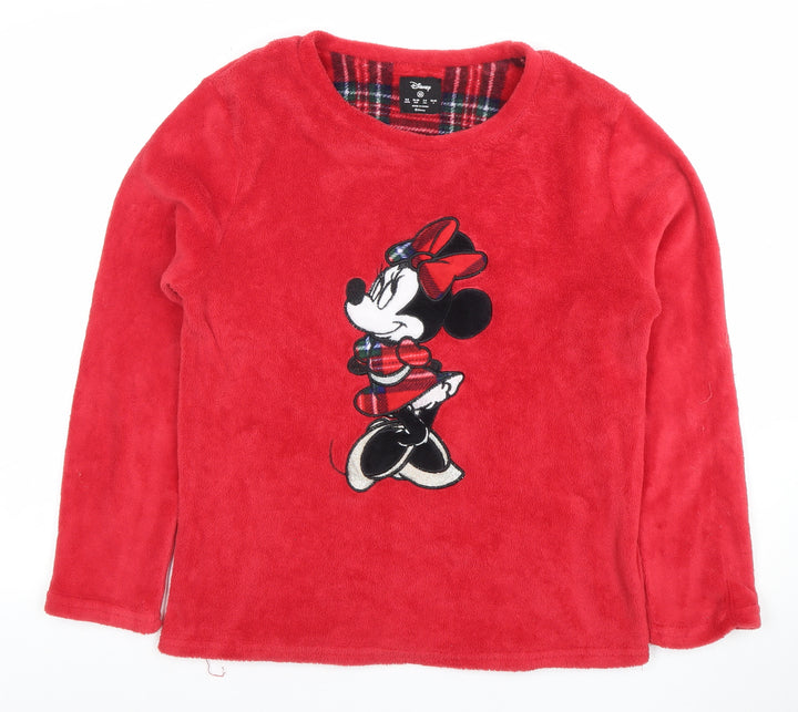 Disney Womens Red Fleece Minnie Mouse Pyjama Top XS