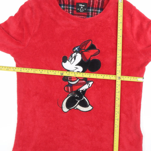Disney Womens Red Fleece Minnie Mouse Pyjama Top XS