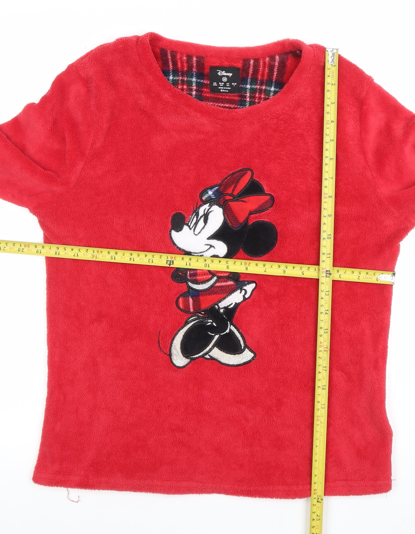 Disney Womens Red Fleece Minnie Mouse Pyjama Top XS