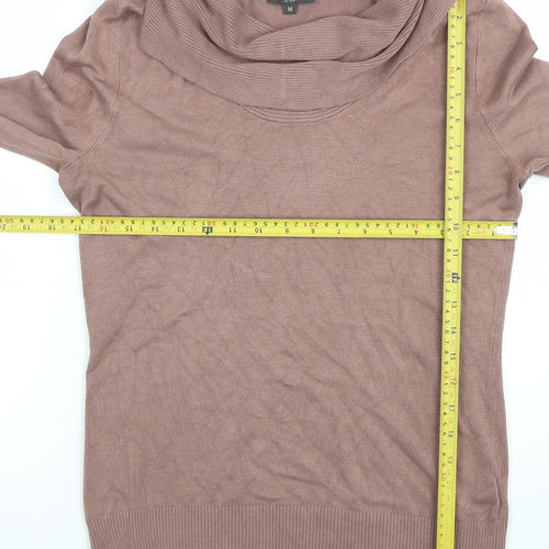 Alexon Womens Brown Cowl Neck Long Sleeve Pullover Jumper Size M