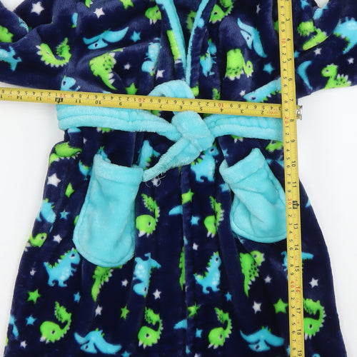Minikidz Boys Blue Dinosaur Hooded Fleece Robe 4-5 Years