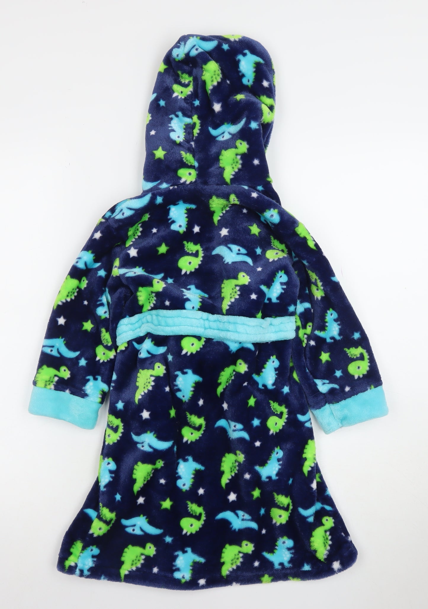 Minikidz Boys Blue Dinosaur Hooded Fleece Robe 4-5 Years