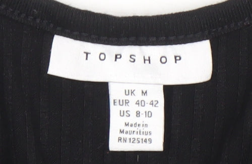 Topshop Women Black Sleeveless Jumpsuit Size M Drawstring Waist