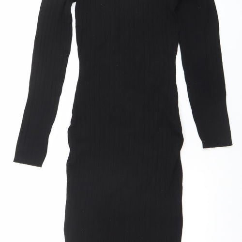 Maryia Fashion Women’s Black Knit Bodycon Midi Dress M