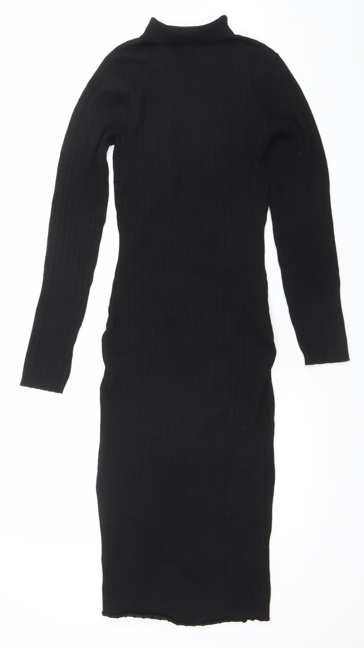 Maryia Fashion Women’s Black Knit Bodycon Midi Dress M