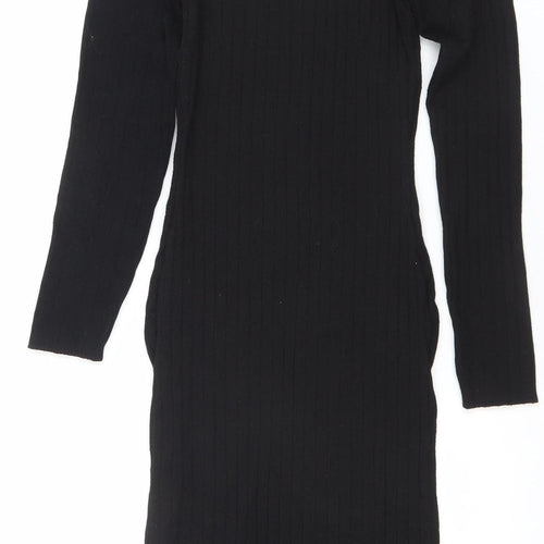 Maryia Fashion Women’s Black Knit Bodycon Midi Dress M