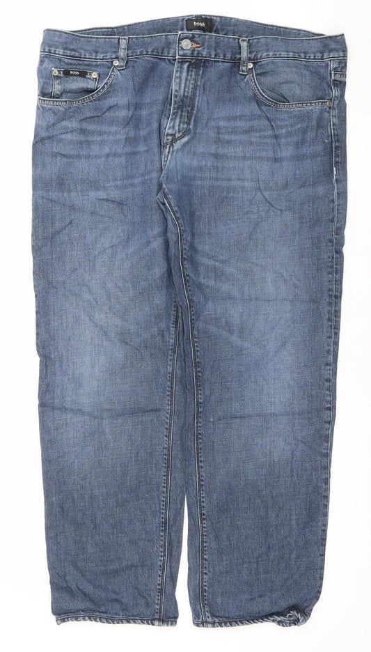 Hugo Boss Men's Blue Denim Straight Regular Fit Jeans 40/32
