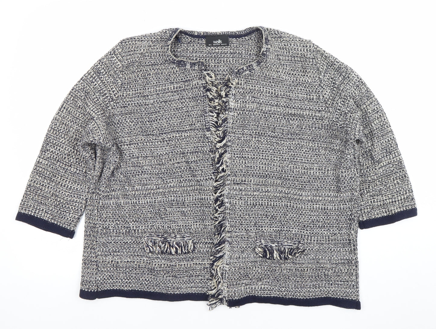 Wallis Women’s Blue Chunky Knit 3/4 Sleeve Cardigan L