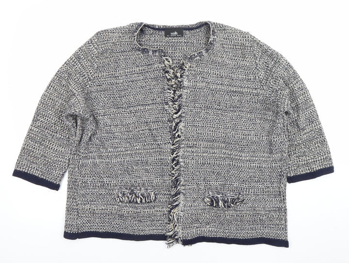 Wallis Women’s Blue Chunky Knit 3/4 Sleeve Cardigan L