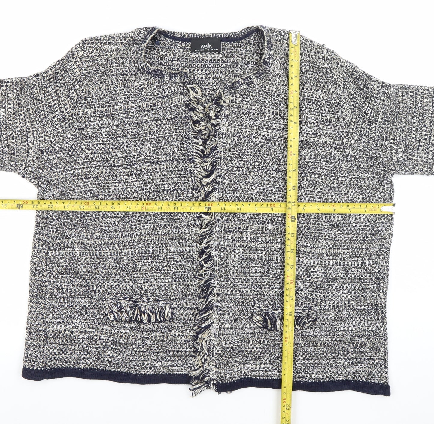 Wallis Women’s Blue Chunky Knit 3/4 Sleeve Cardigan L