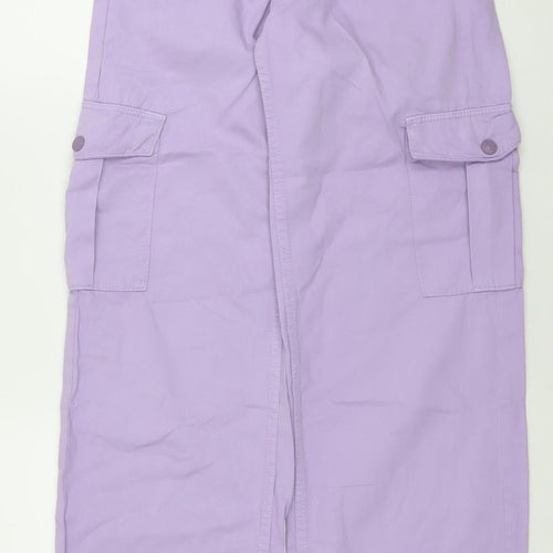 Pull&Bear Women's Purple Cargo Jeans Size 4 Regular Fit Cotton