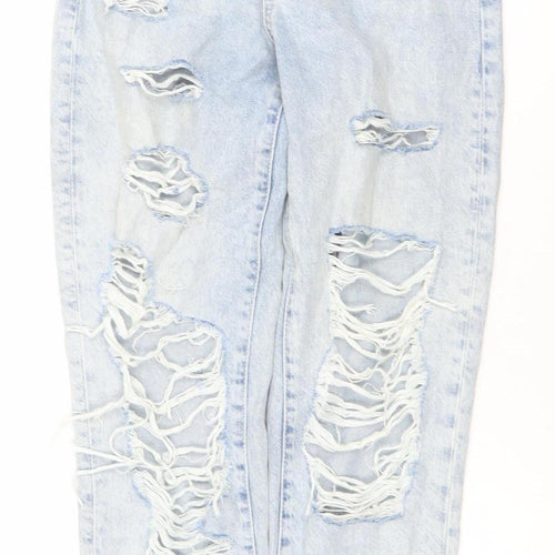 H&M Women’s Blue High Rise Distressed Mom Jeans Size 4