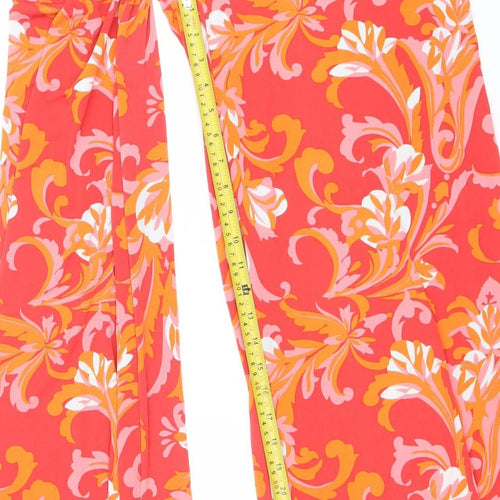 New York & Company Women's Multicoloured Floral Wide-Leg Stretch Trousers M