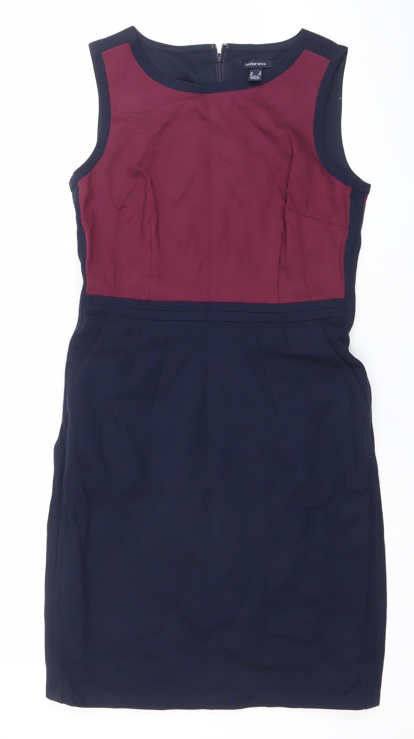 Lands' End Women's Multicoloured Size 14 Sleeveless Shift Dress