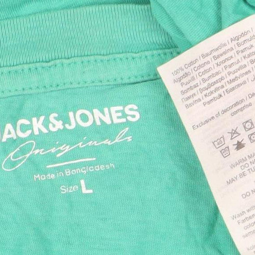 Jack & Jones Men’s Green Logo Graphic Cotton T-Shirt Size L