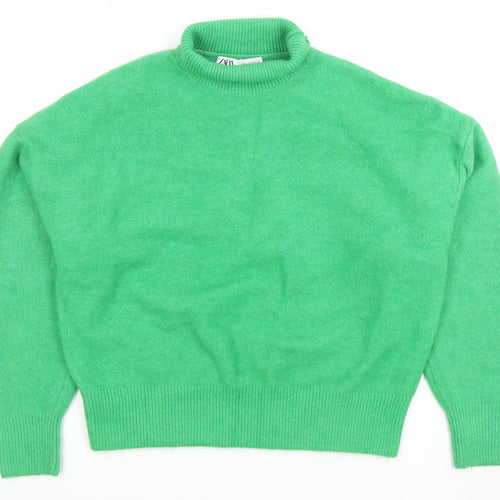 ZARA Women’s Green High Neck Knit Jumper Size 12