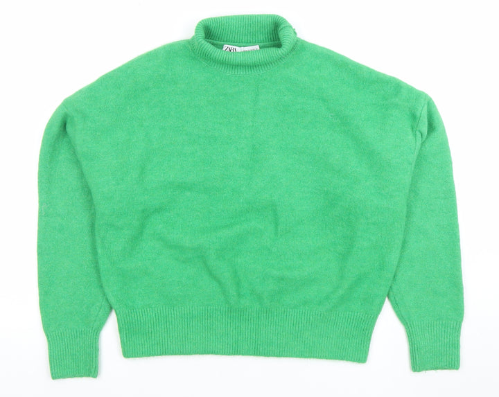 ZARA Women’s Green High Neck Knit Jumper Size 12