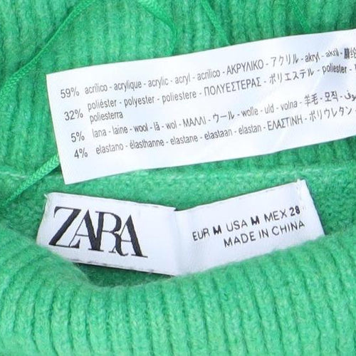 ZARA Women’s Green High Neck Knit Jumper Size 12