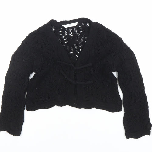 Marks and Spencer Girls Black Crochet Tie Cardigan 4-5 Years