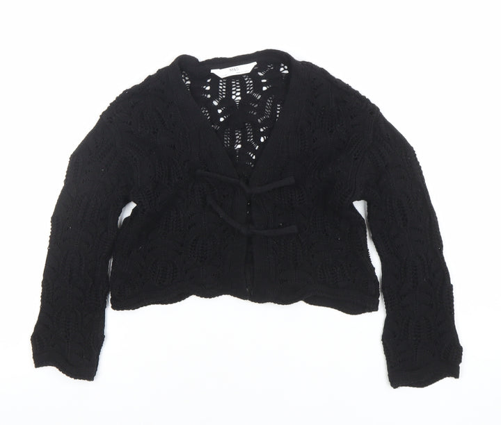 Marks and Spencer Girls Black Crochet Tie Cardigan 4-5 Years