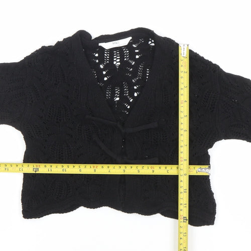 Marks and Spencer Girls Black Crochet Tie Cardigan 4-5 Years