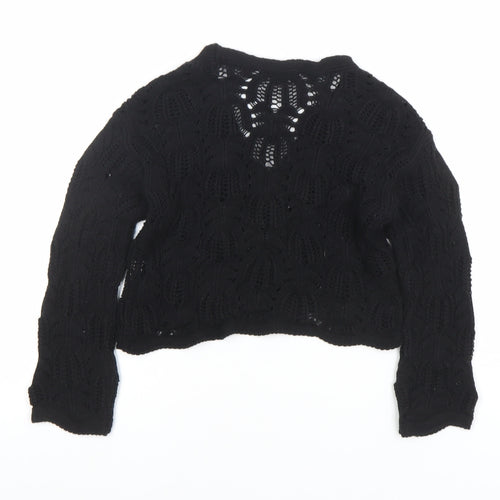 Marks and Spencer Girls Black Crochet Tie Cardigan 4-5 Years