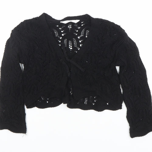 Marks and Spencer Girls Black Knit Tie Front Cardigan 3-4 Years