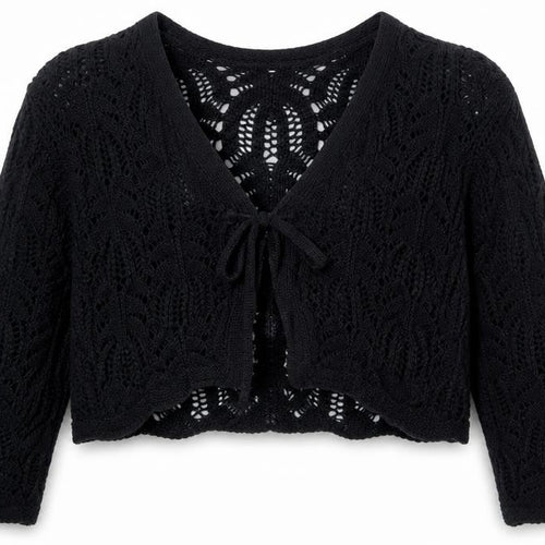 Marks and Spencer Girls Black Knit Tie Front Cardigan 3-4 Years