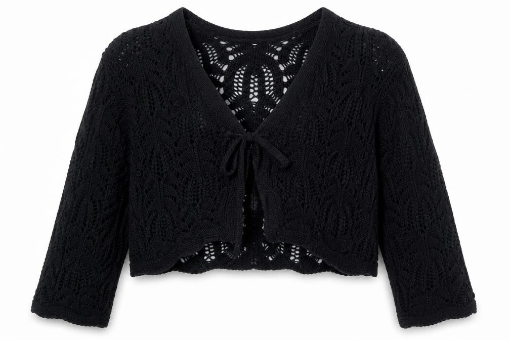 Marks and Spencer Girls Black Knit Tie Front Cardigan 3-4 Years