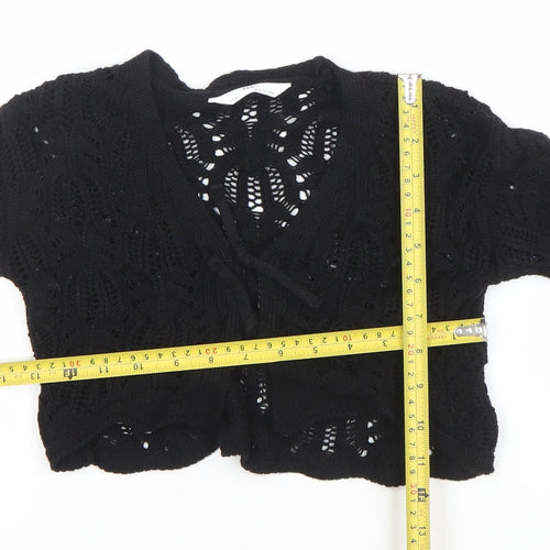 Marks and Spencer Girls Black Knit Tie Front Cardigan 3-4 Years