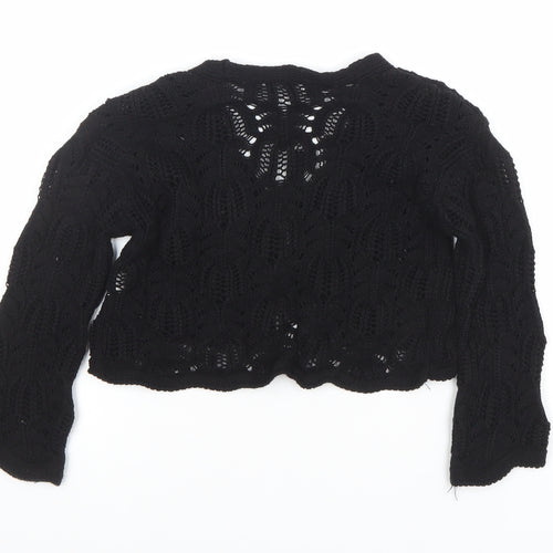 Marks and Spencer Girls Black Knit Tie Front Cardigan 3-4 Years