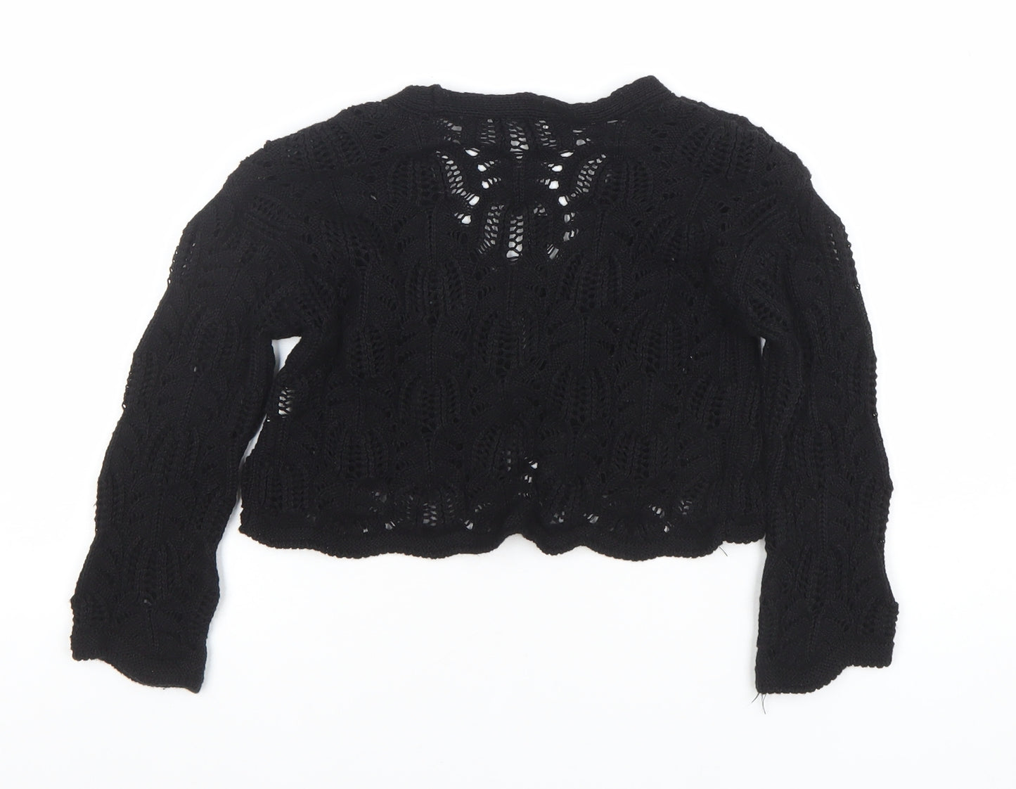 Marks and Spencer Girls Black Knit Tie Front Cardigan 3-4 Years