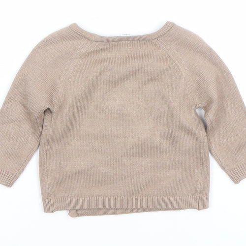 Marks and Spencer Beige Unisex Baby Jumper 3-6 Months Wrap Knit Pullover