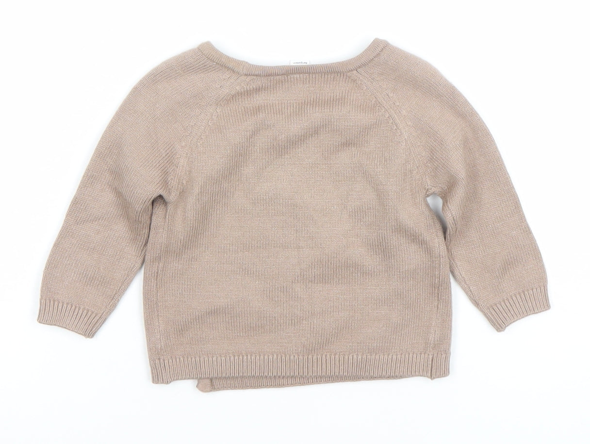 Marks and Spencer Beige Unisex Baby Jumper 3-6 Months Wrap Knit Pullover