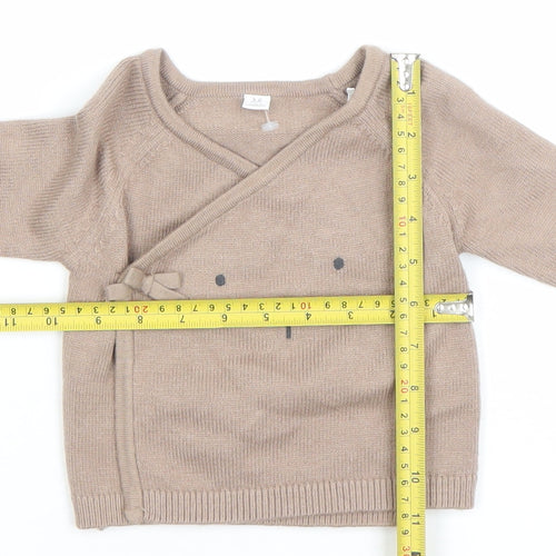 Marks and Spencer Beige Unisex Baby Jumper 3-6 Months Wrap Knit Pullover