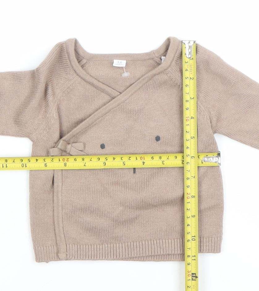 Marks and Spencer Beige Unisex Baby Jumper 3-6 Months Wrap Knit Pullover