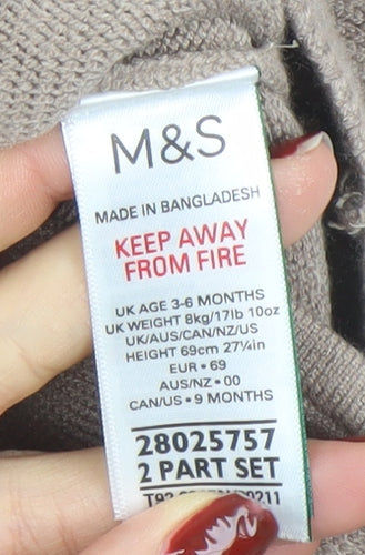 Marks and Spencer Beige Unisex Baby Jumper 3-6 Months Wrap Knit Pullover