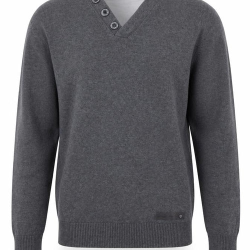 Next Men’s Grey V-Neck Button Detail Cotton Cashmere Jumper Size S