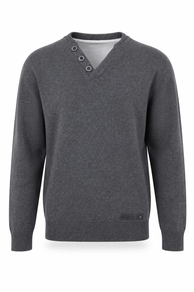 Next Men’s Grey V-Neck Button Detail Cotton Cashmere Jumper Size S