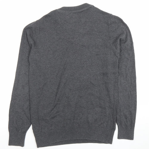 Next Men’s Grey V-Neck Button Detail Cotton Cashmere Jumper Size S