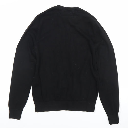 Tu Men’s Black Cotton Crew Neck Jumper Size S Regular Fit