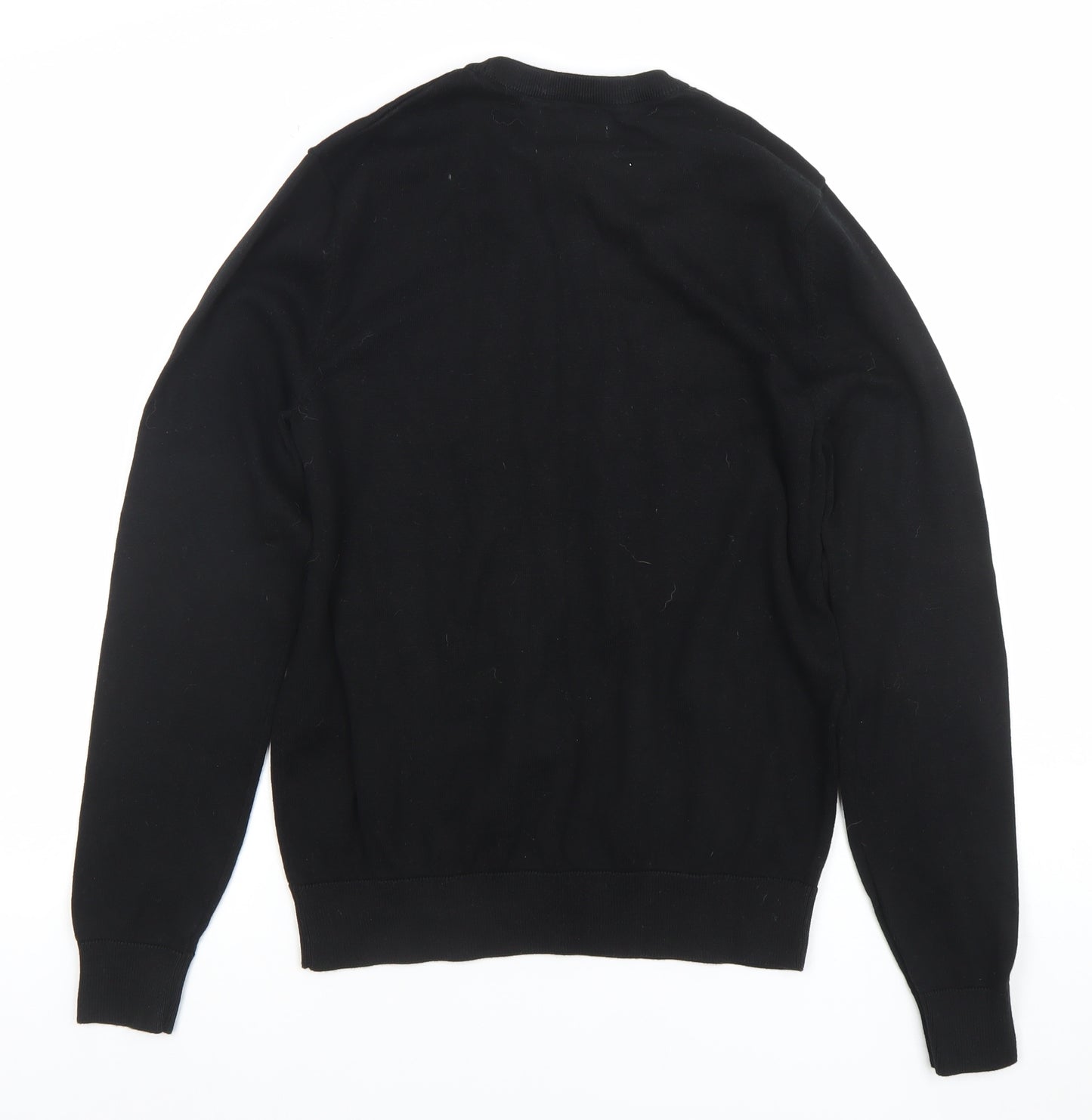Tu Men’s Black Cotton Crew Neck Jumper Size S Regular Fit