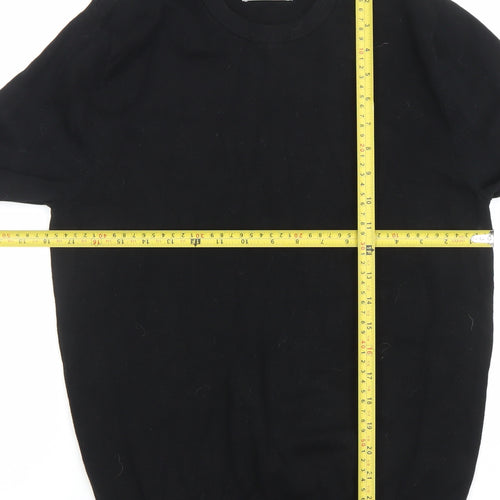 Tu Men’s Black Cotton Crew Neck Jumper Size S Regular Fit
