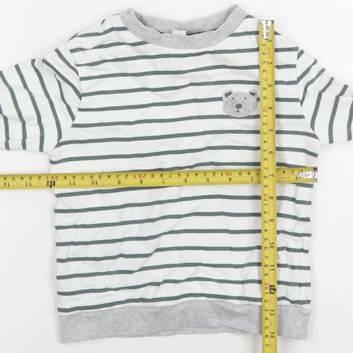The White Company Boys White Striped Cotton Sweatshirt 4-5 Years