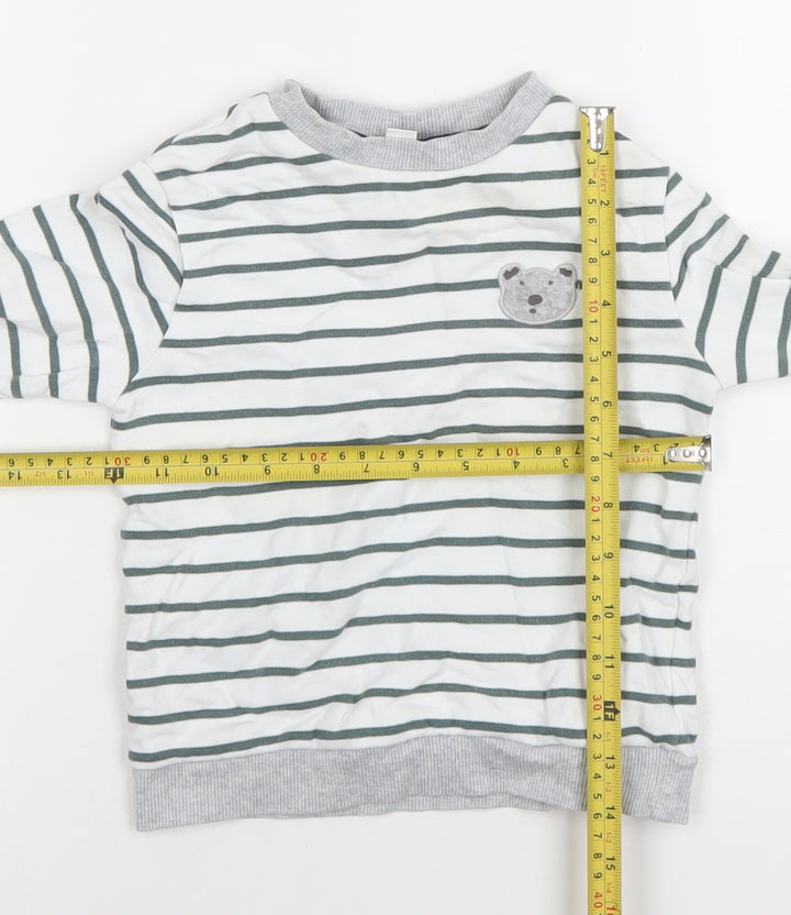 The White Company Boys White Striped Cotton Sweatshirt 4-5 Years